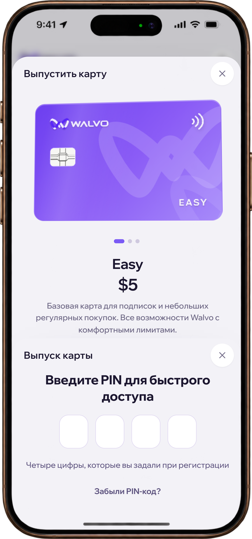 Перед реквизитами, выпуском карты и сменой тарифа кабинет спрашивает PIN.
